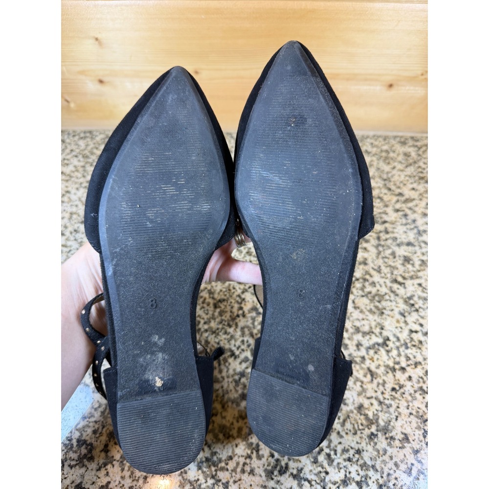 Old Navy Womens Black Faux Suede Studded D Orsay Ankle Strap Pointed Toe Flats 8 - Picture 6 of 6